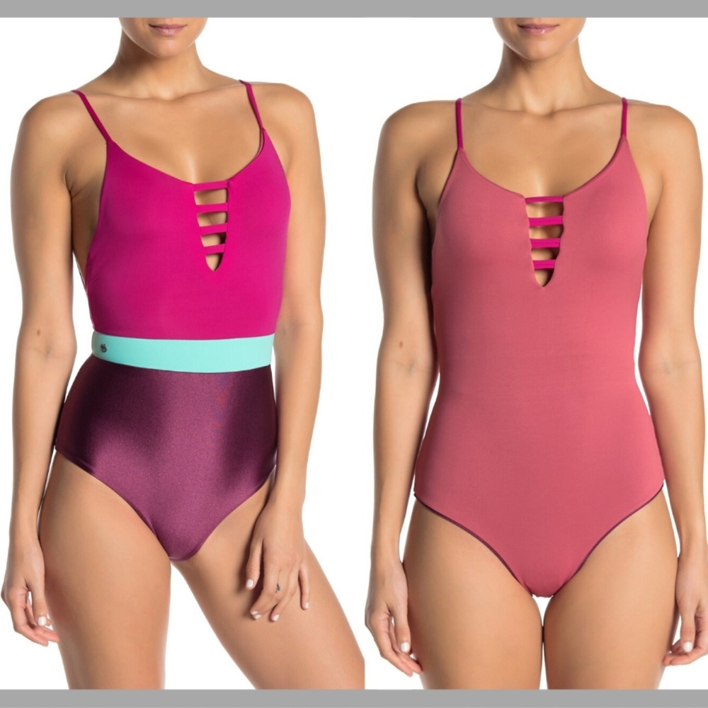 NWT $154 Maaji EverGreen Colorblock‎ One-Piece Swimsuit [SZ Medium ]